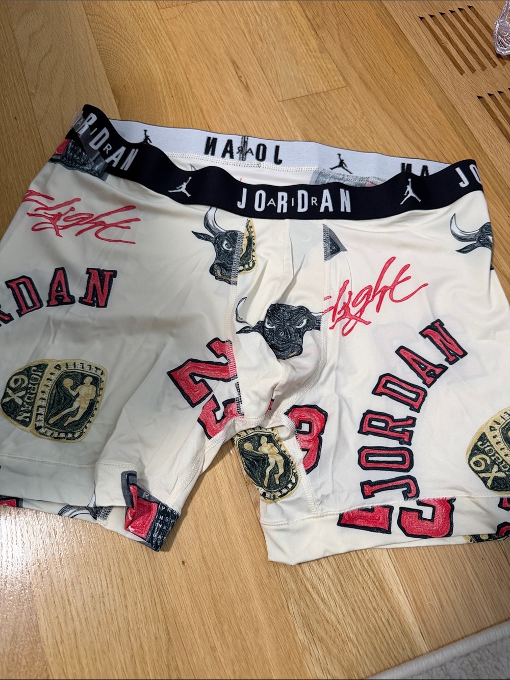 Jordan Men's Cream Graphic boxer briefs with Red & Black Accents